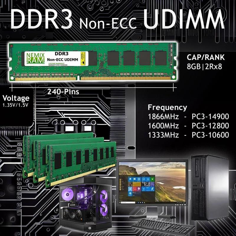 Memória NEMIX RAM 16GB (2x8GB) DDR3 1600MHz PC3-12800 - Memória